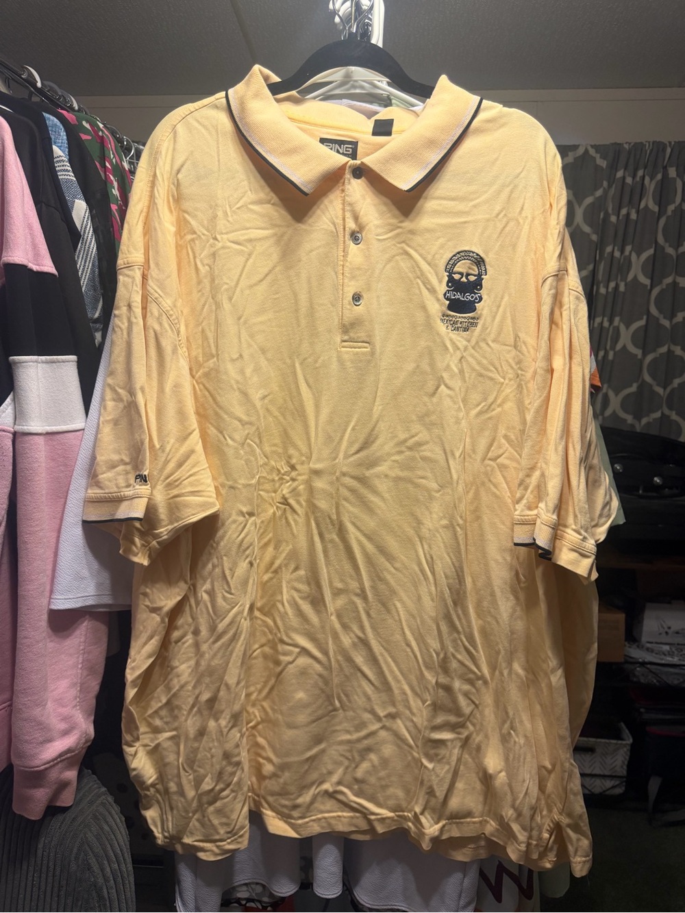 Ping Men's Pale Yellow Polo with Black Trim